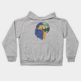 blue yellow macaw vintage Kids Hoodie